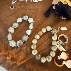 Elegant Gray Stone Bracelet Set